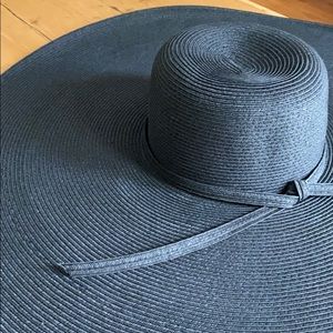 Charcoal gray extra wide brimmed sun hat